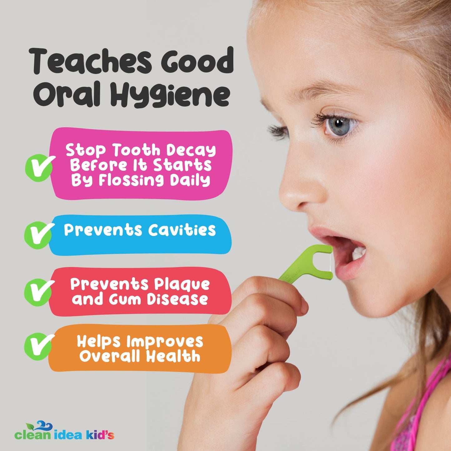 Clean Idea Kids Ecoflosser - 200ct Plant Based Flossing Picks - Clean Idea