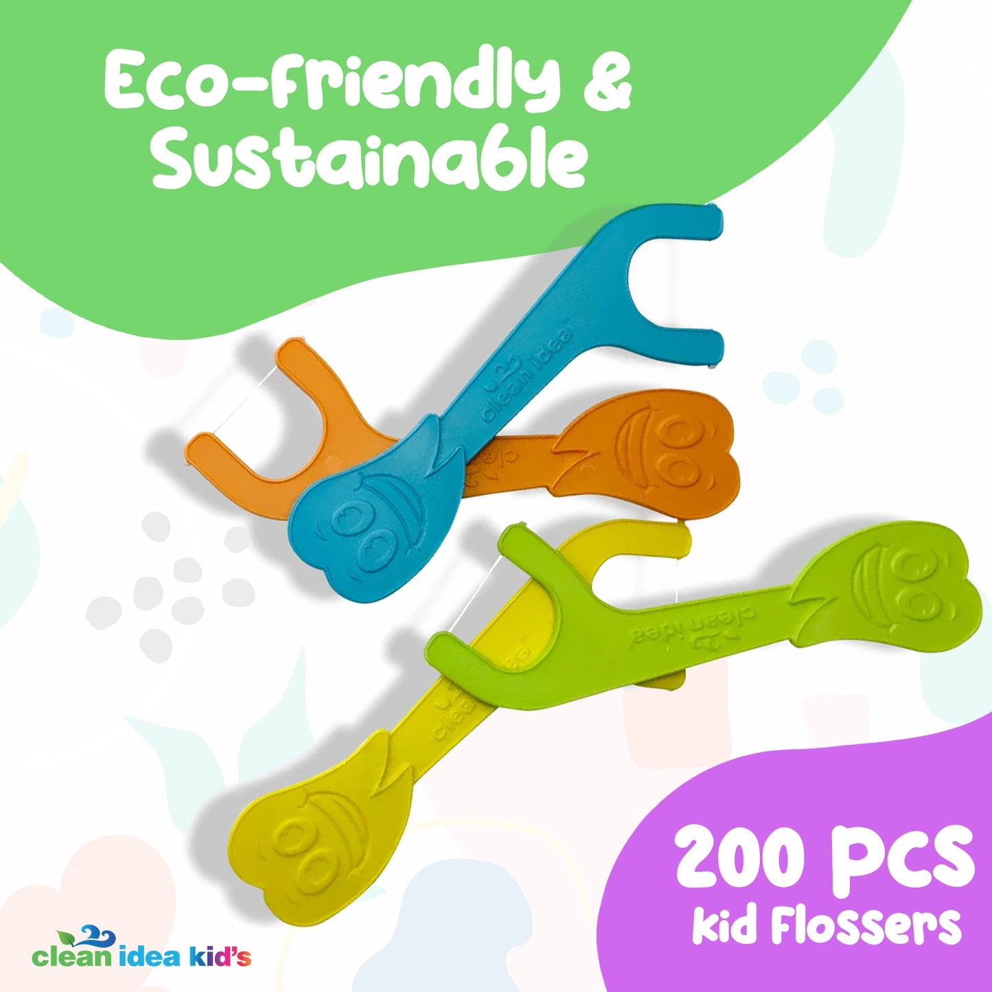 Clean Idea Kids Ecoflosser - 200ct Plant Based Flossing Picks - Clean Idea