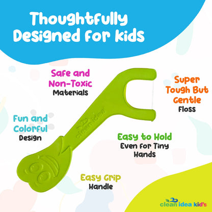 Clean Idea Kids Ecoflosser Individually Wrapped 150 pieces Plant Based Flossing Picks - Clean Idea