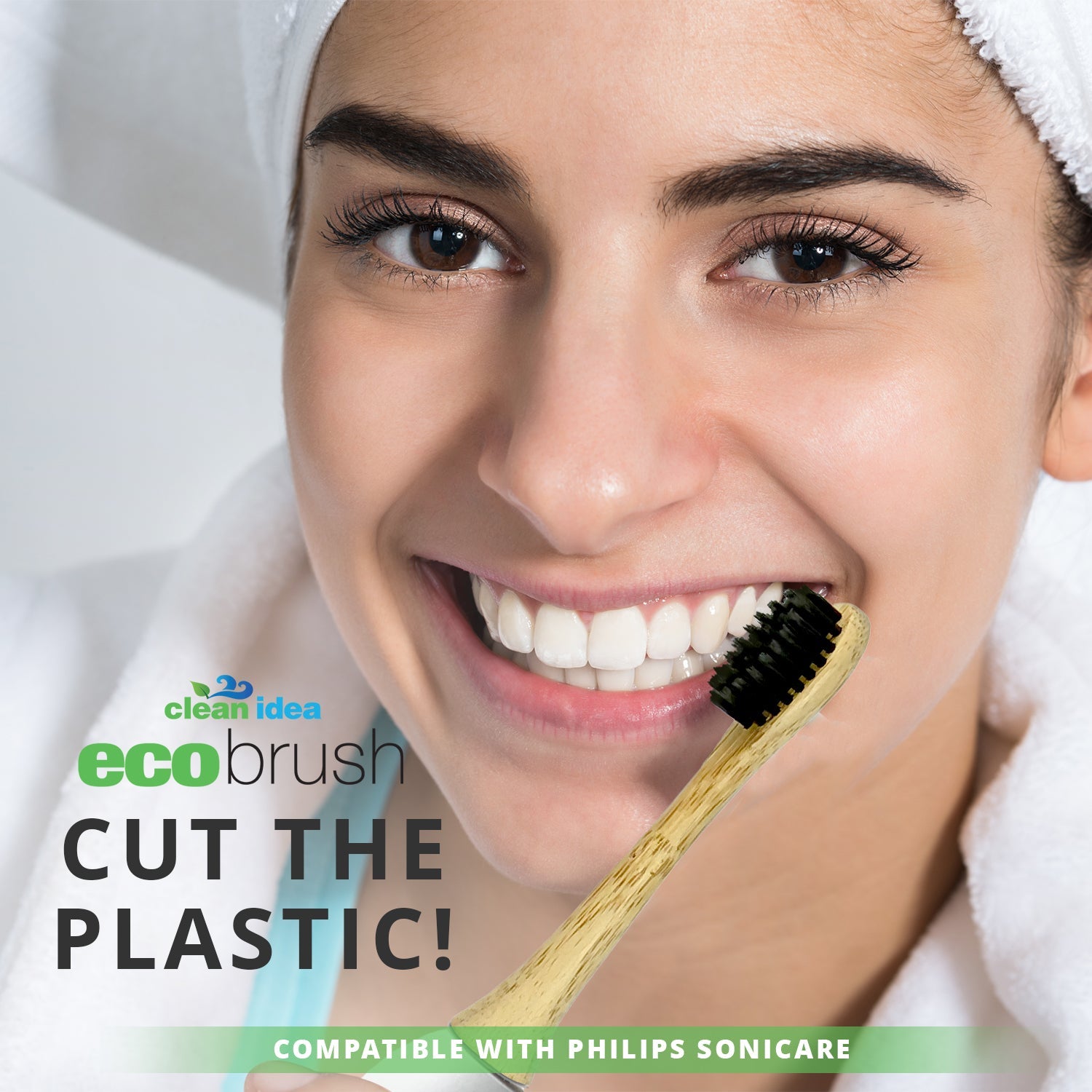 Clean Idea Ecobrush Electric Toothbrush Replacement Heads 4pack – Charcoal Infused Bamboo - Sustainable BPA Free Electric Toothbrush Heads - Clean Idea