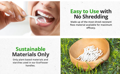 Clean Idea Ecoflosser Individually Wrapped 180pieces Plant Based Flossing Picks - Clean Idea