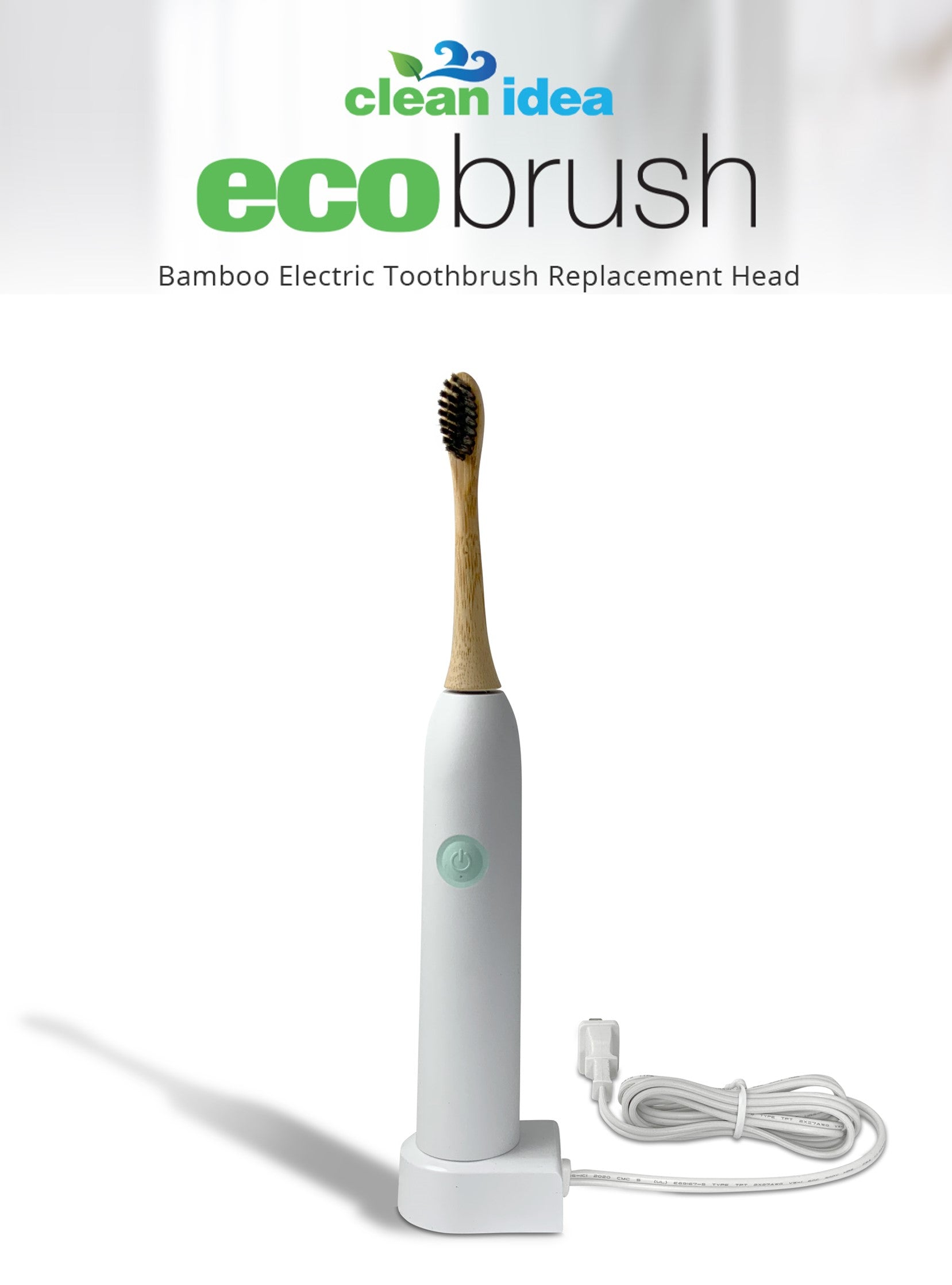 Clean Idea Ecobrush Electric Toothbrush Replacement Heads 4pack – Charcoal Infused Bamboo - Sustainable BPA Free Electric Toothbrush Heads - Clean Idea