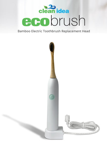 Clean Idea Ecobrush Electric Toothbrush Replacement Heads 4pack – Charcoal Infused Bamboo - Sustainable BPA Free Electric Toothbrush Heads - Clean Idea